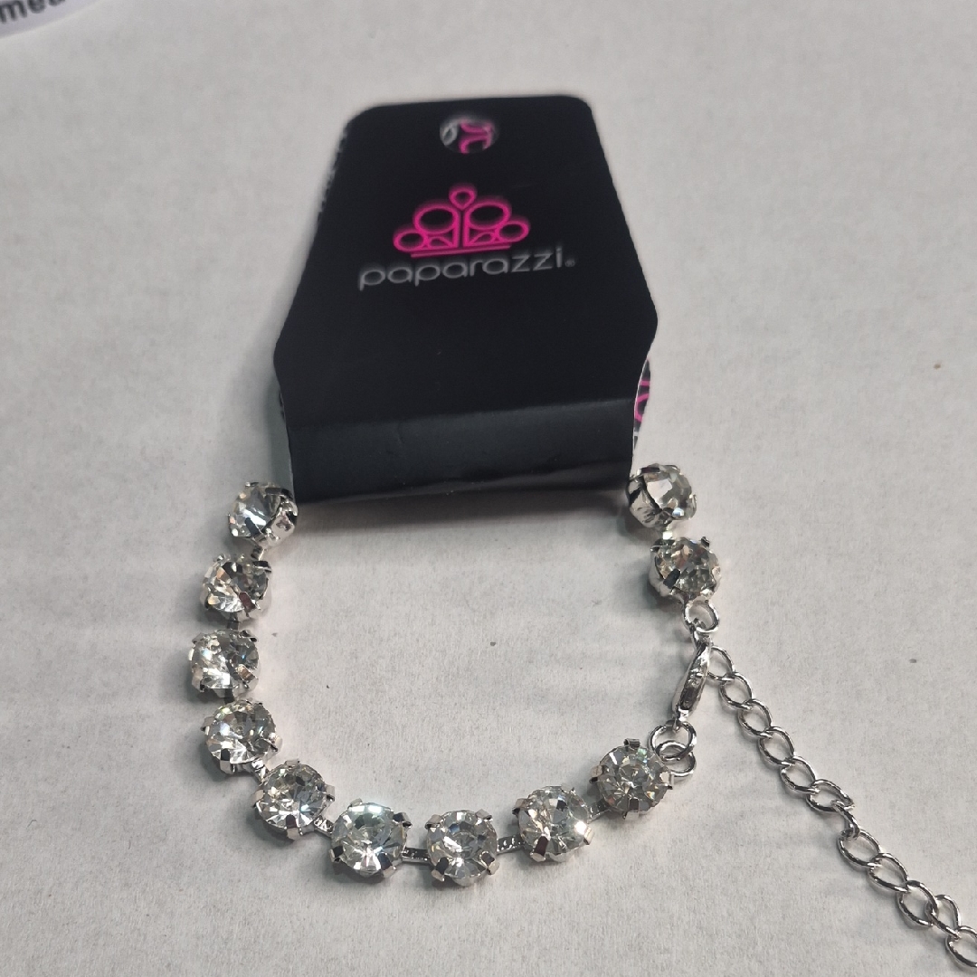 Classic Tennis Style Crystal Bracelet In SilverTone